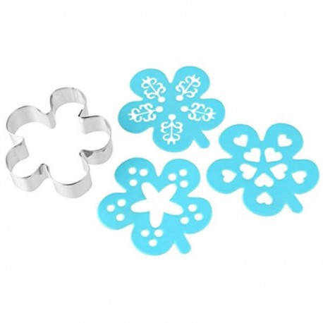 Tagliabiscotti fiore con 3 stencil per decorare