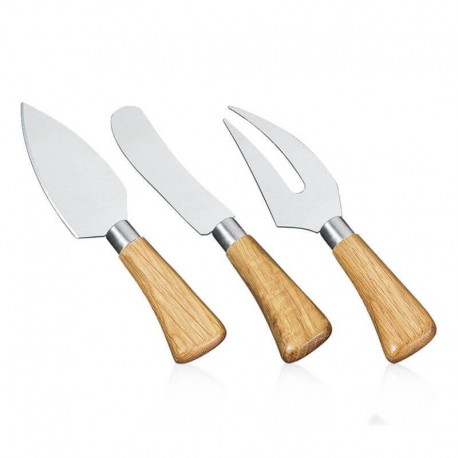 Coltelli formaggio set 3 pezzi - inox e legno di quercia