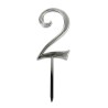 Numero 2 cake topper argento - cm 11