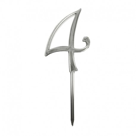 Numero 4 cake topper argento - cm 11