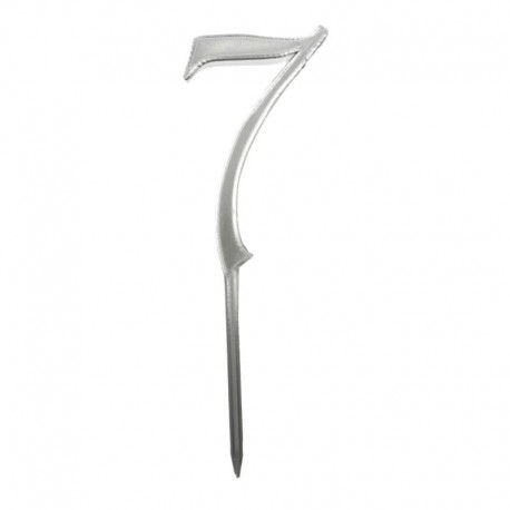 Numero 7 cake topper argento - cm 11