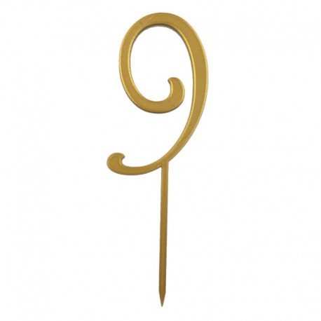 Numero 9 cake topper oro - cm 11