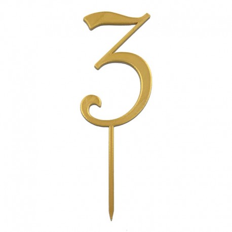 Numero 3 cake topper oro - cm 11