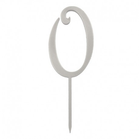 Numero 0 cake topper argento - cm 11