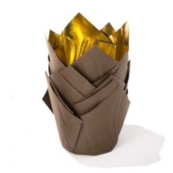 Tulip moka/oro monouso per muffin ø base cm 5 - 10 pz