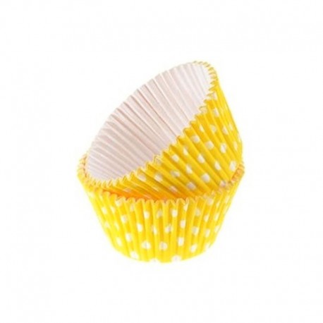 Pirottini in cartoncino forno yellow polka dots ø cm 5 - 24 pz