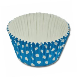 Pirottini in cartoncino forno blu polka dots ø cm 5 -24 pz