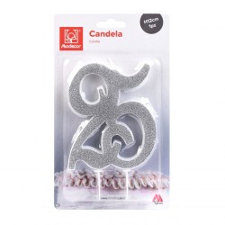 Candela 25° glitterata argento