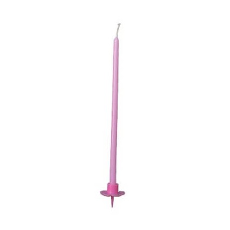 Candele mezzo stelo 20 cm rosa c/ supporto - 10 pz