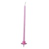 Candele mezzo stelo 20 cm rosa c/ supporto - 10 pz