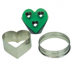 Cuore con 3 cuori interni cm 9 tagliabiscotti inox