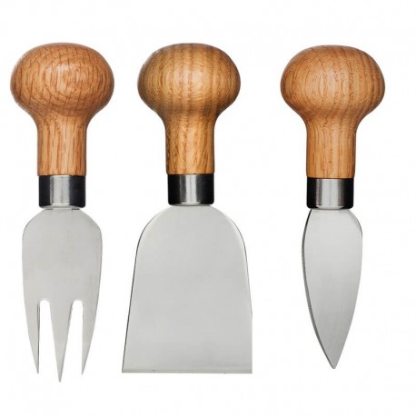 Coltelli formaggio set 3 pezzi - inox e legno di quercia